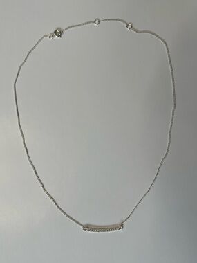 Silver Tone Crystal Bar Pendant Necklace